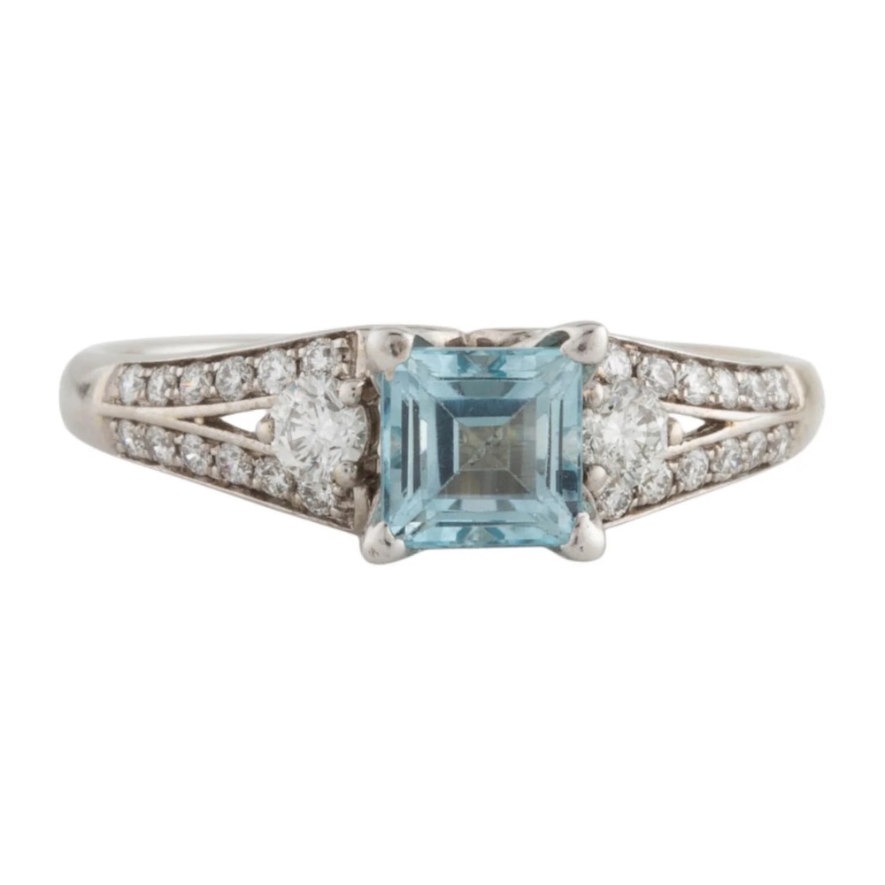14K Topaz & Diamond Cocktail Ring size 6.75